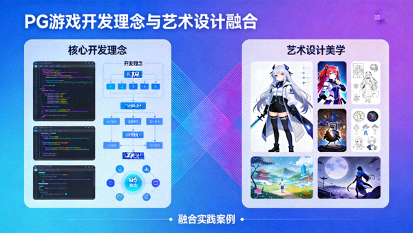 PG游戏开发理念与艺术设计融合的界面展示图
